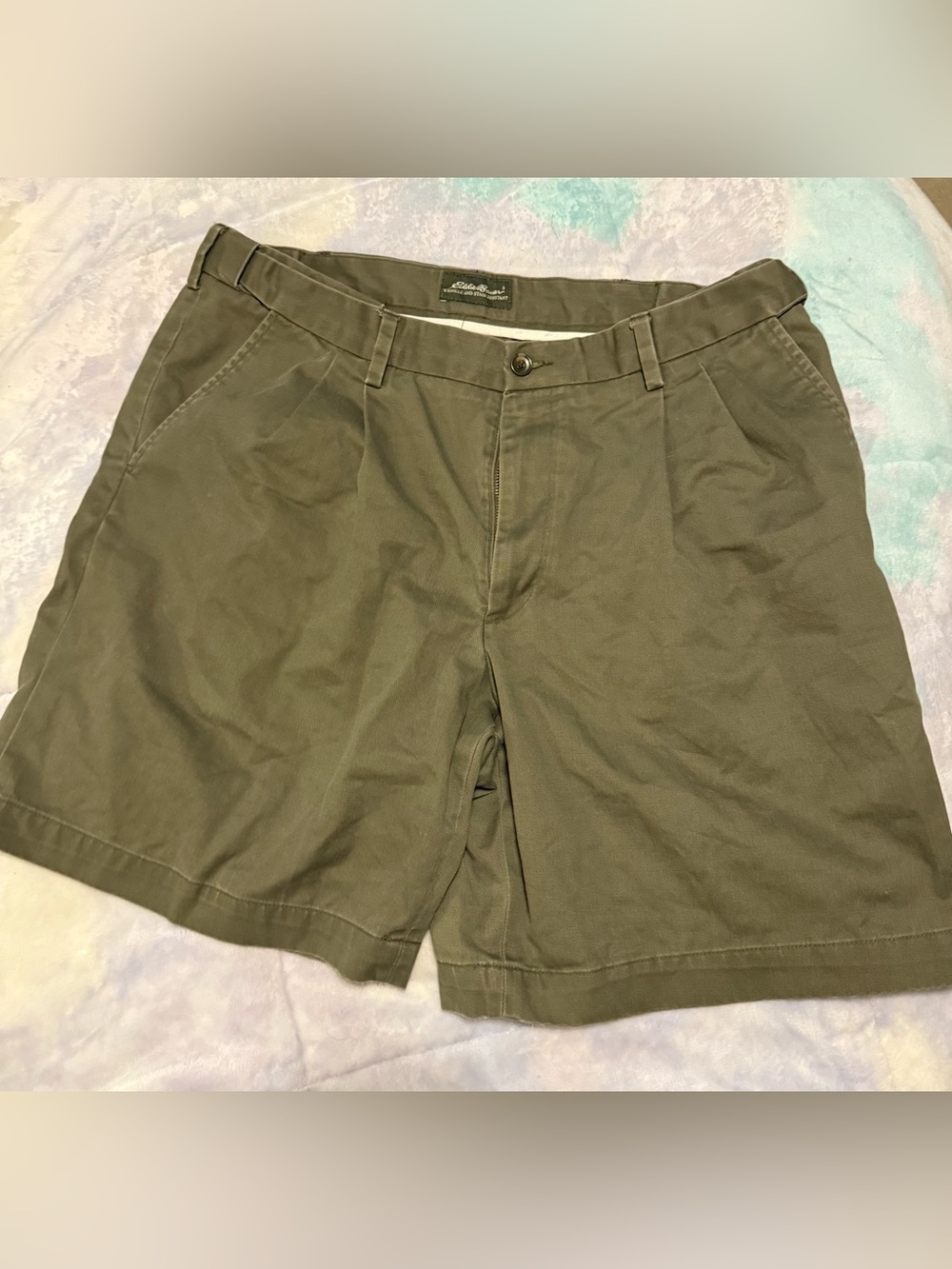 Eddie Bauer Men's Olive Flat Front Chino Shorts